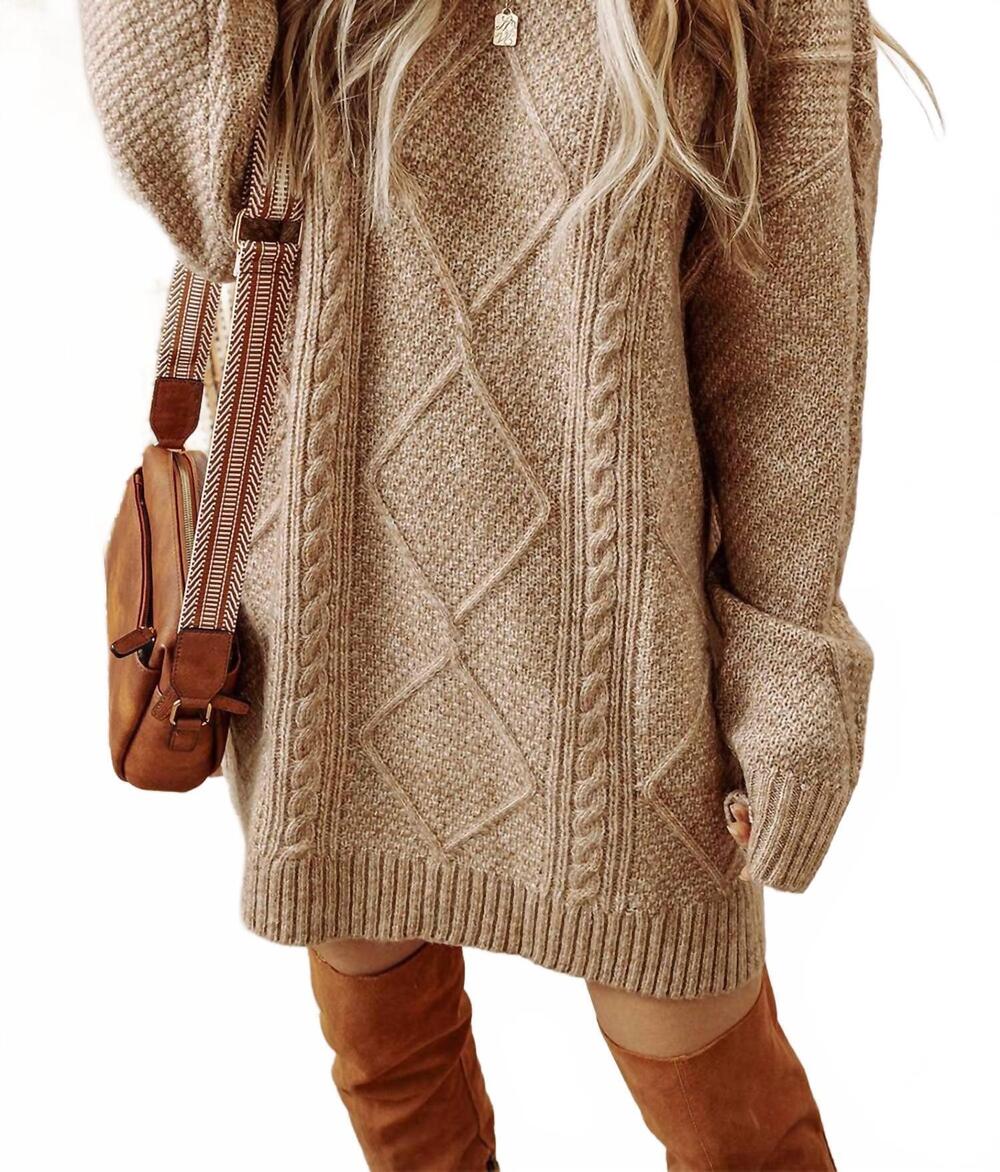 NEW AAPPARELLA grace cable knit loose fit knit sweater dress in beige
